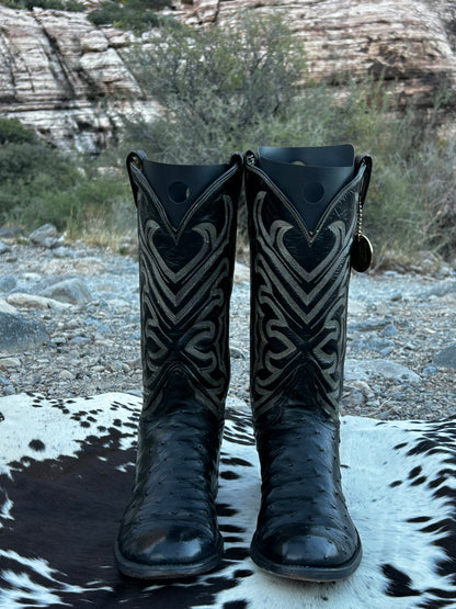 Tony Lama El Ray Full Quill Ostrich Skin Cowboy Boots (Gold Label)