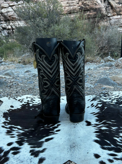 Tony Lama El Ray Full Quill Ostrich Skin Cowboy Boots (Gold Label)