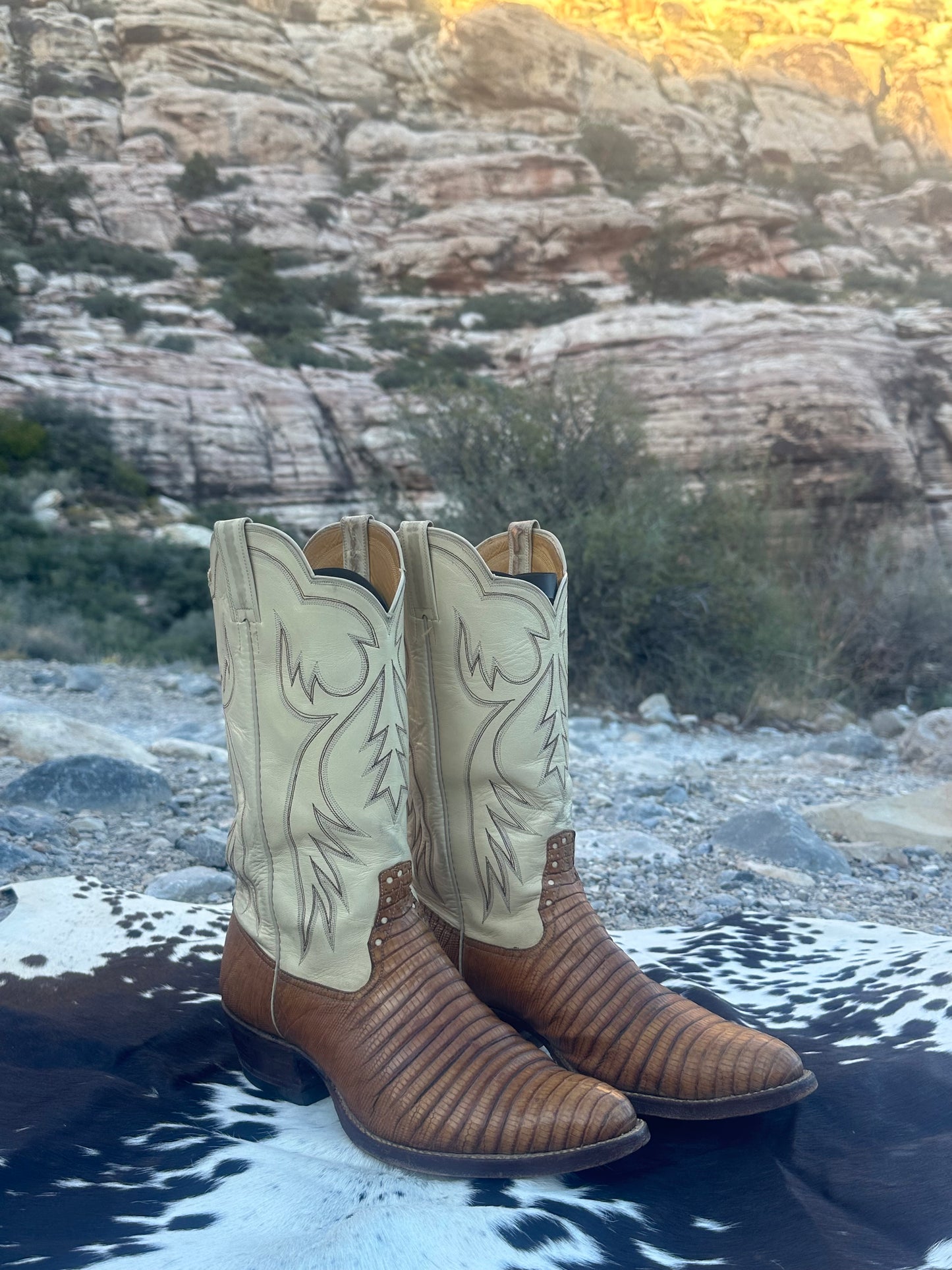 Rios Of Mercedes Teju Lizard Skin Cowboy Boots